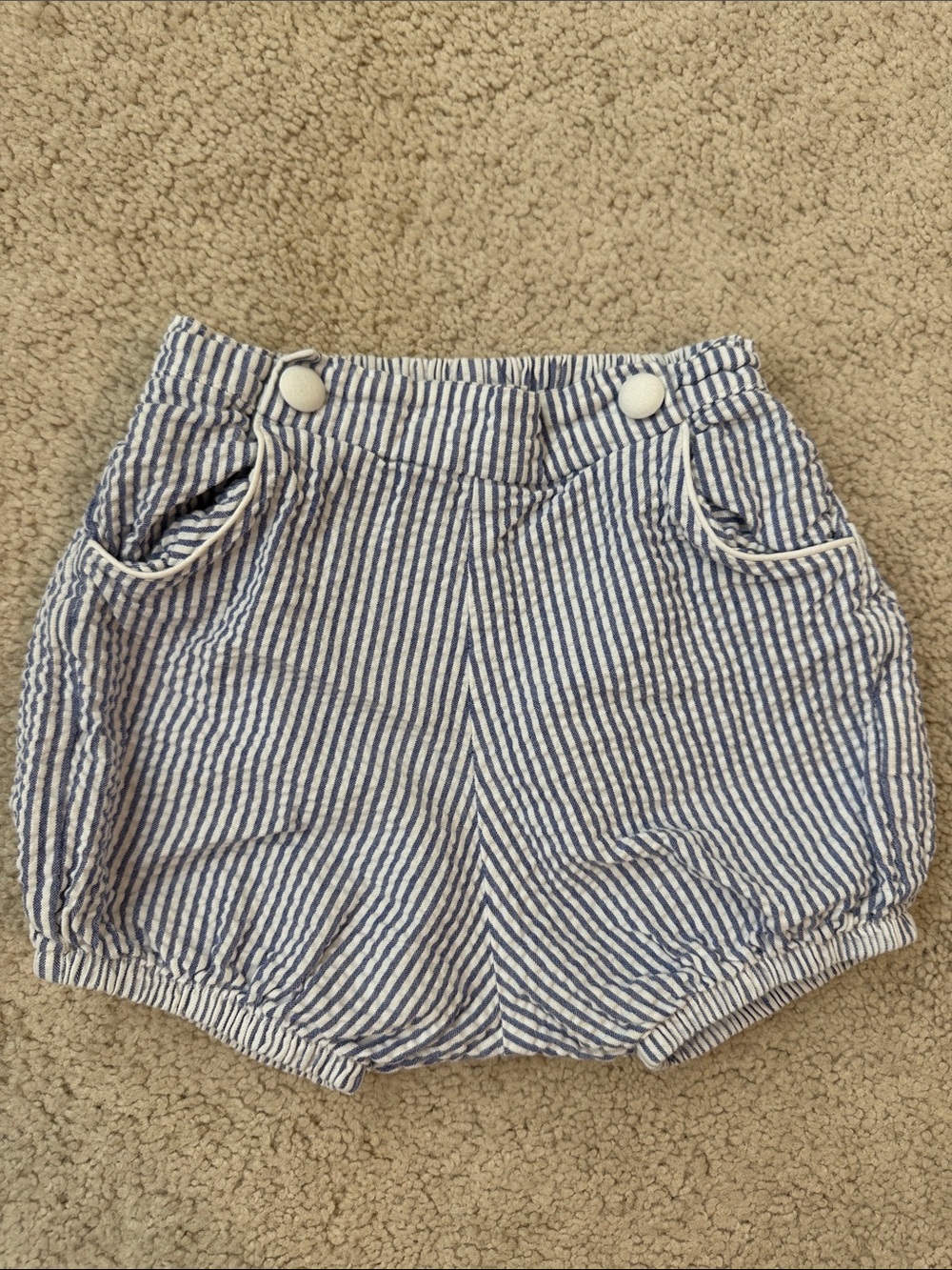 Blue and White Striped Baby Diaper Cover Bubble Shorts